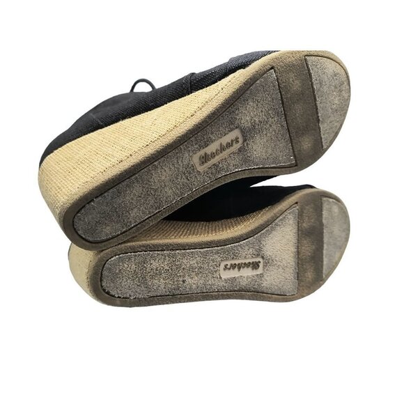 Bobs From Skechers Wedge Booties Black Wrap Style Heels Shoes Womens Size 8 - Picture 5 of 5